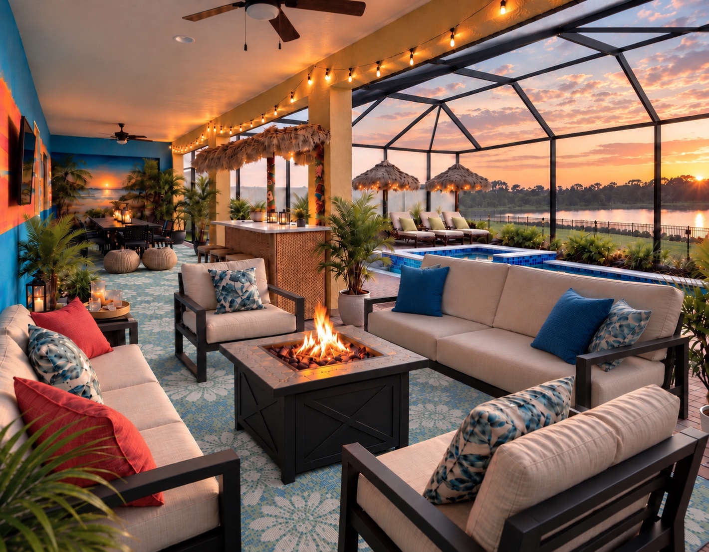 Covered outdoor lounge